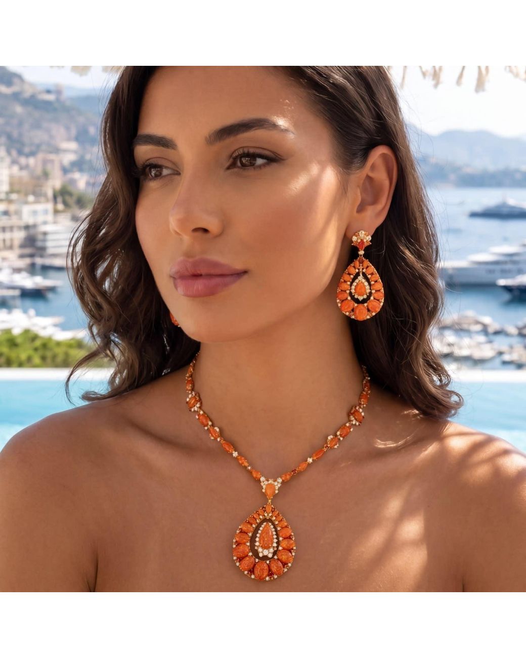 Latelita London Orange Paloma Fire Opal Drop Earrings