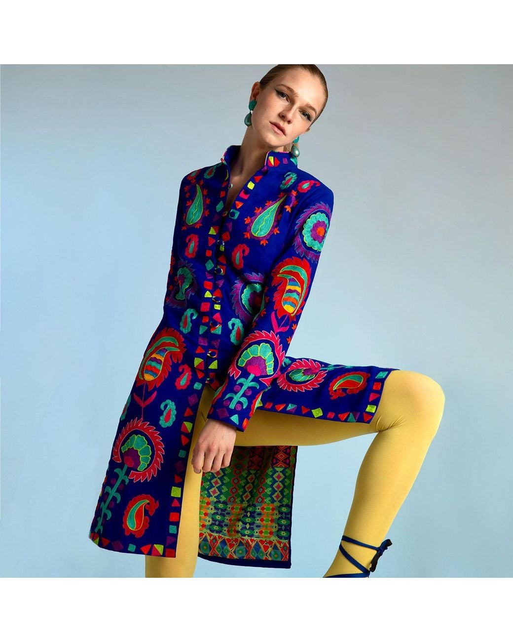 Beatrice von Tresckow Blue Royal Samarkand Nehru Jacket
