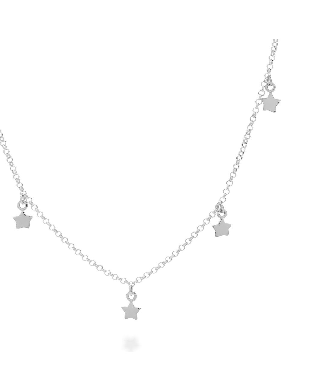 Nellou Jewellery Metallic Floating Star Charm Necklace Sterling