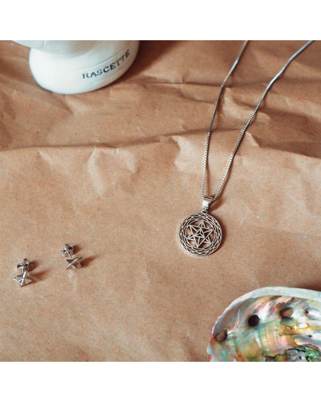 Seven Saints Metallic Merkaba Star, Light Body Activation Stud Earrings