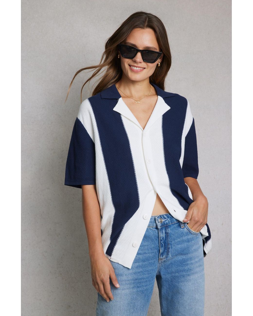 Hay Life Blue Striped Knit Shirt