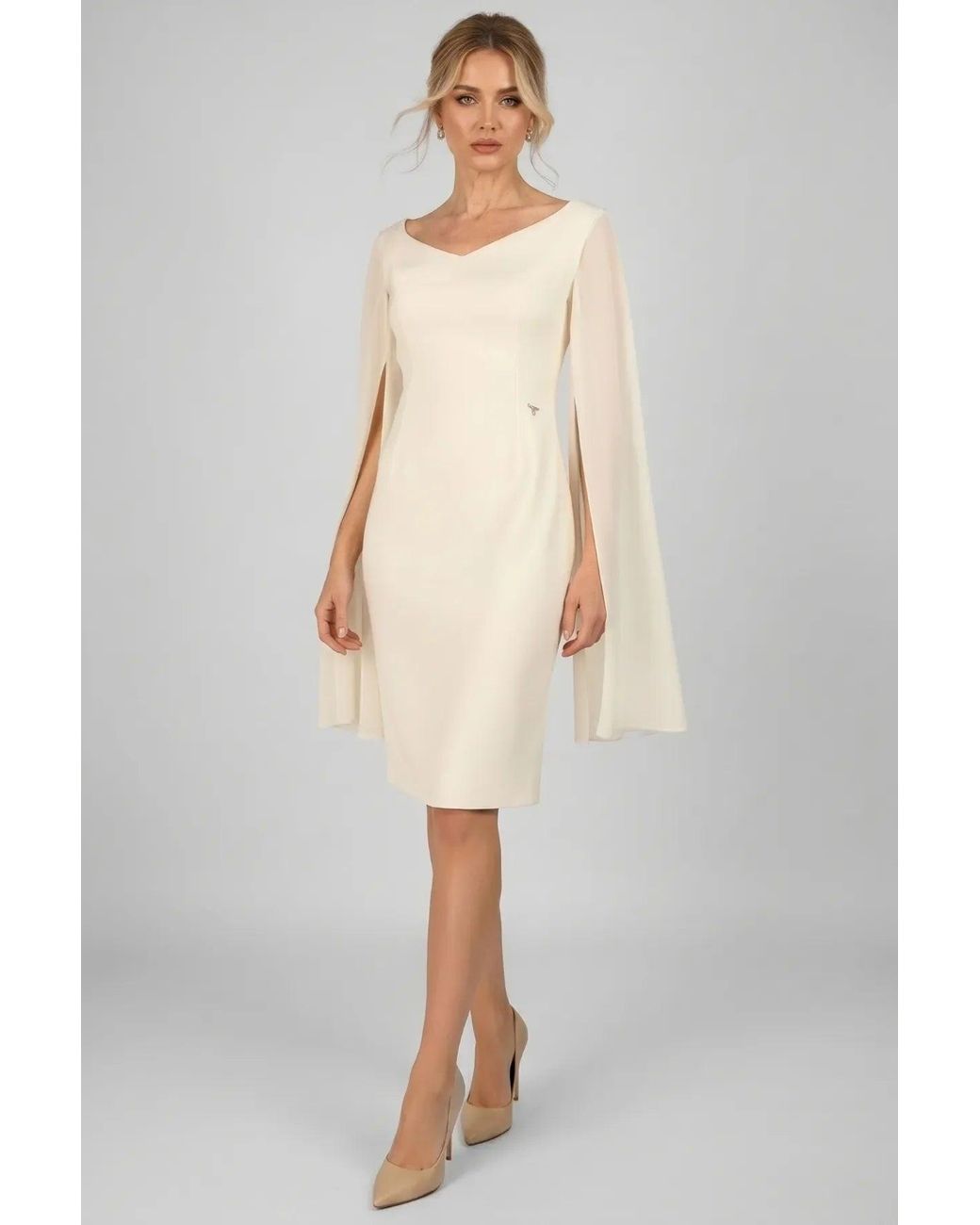 Luna Fashion House White Neutrals Ivory Short Dress, Rebeka