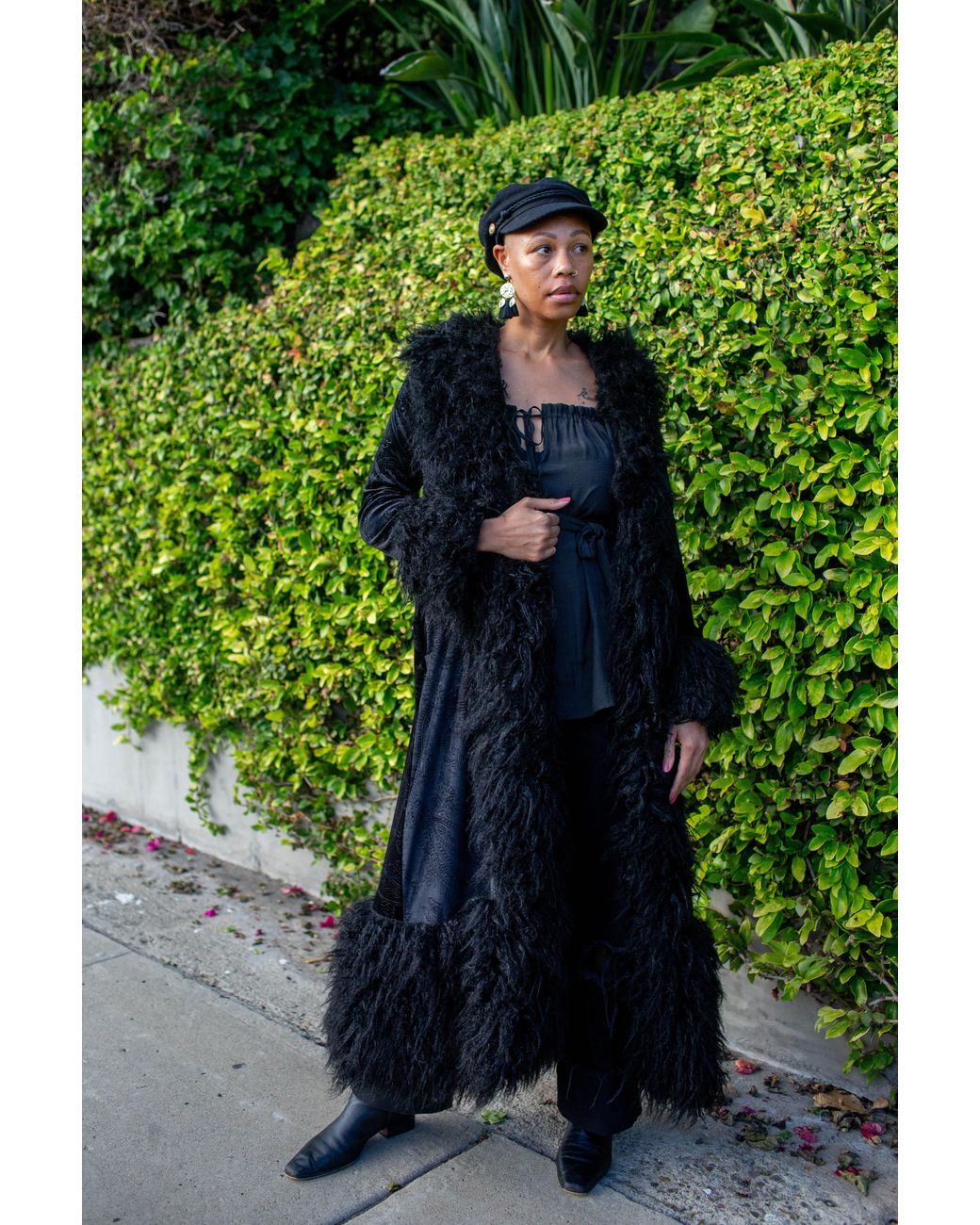 Jennafer Grace Black Penny Deluxe Baroque Velvet Faux Fur Jacket