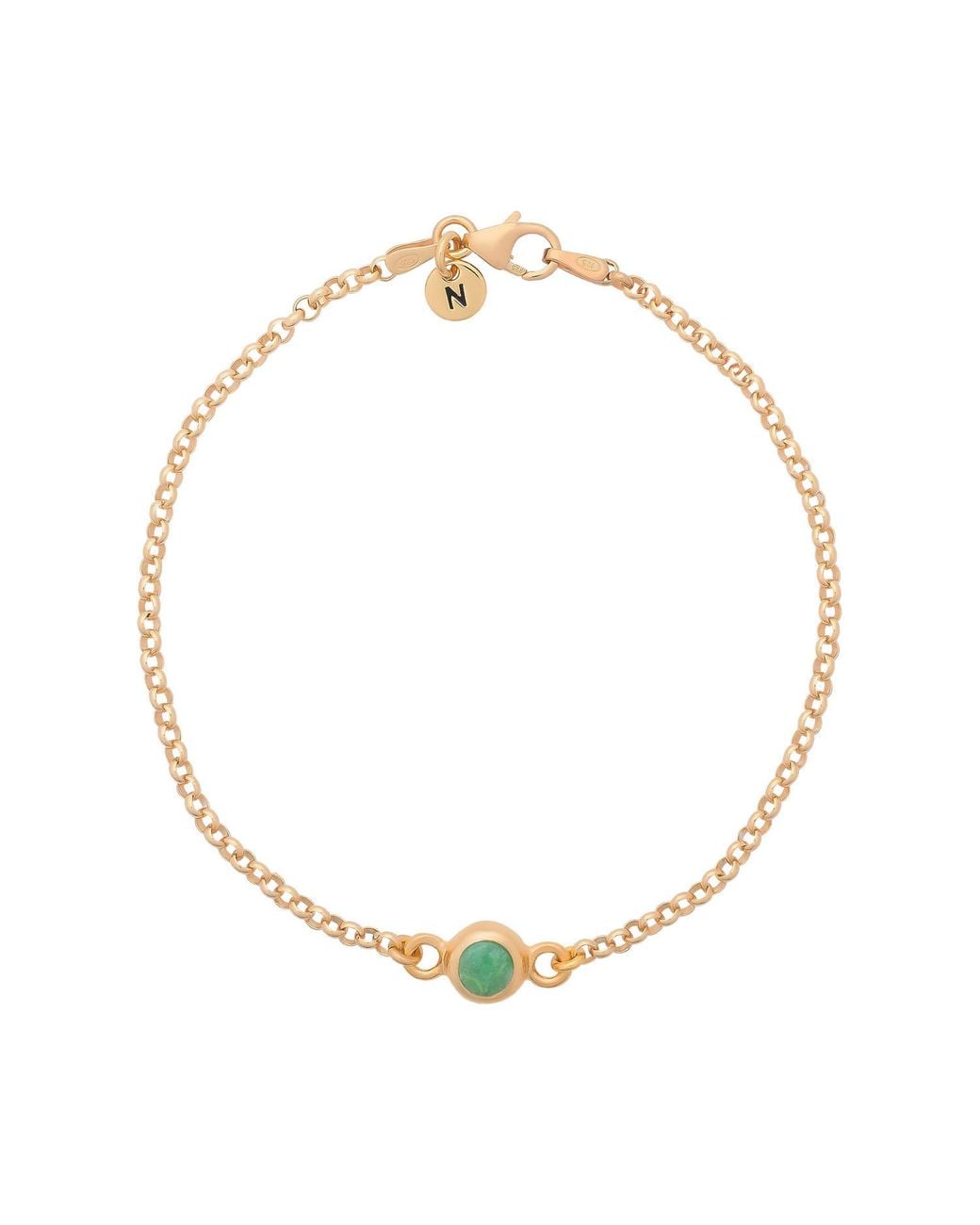 Nellou Jewellery Metallic Chrysoprase Birthstone Gem Dot Bracelet Plated Sterling- May