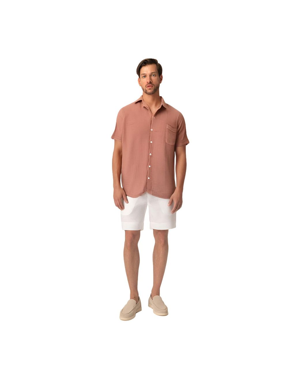 Haris Cotton Pink Textured Cotton Byron Shirt Blush for men