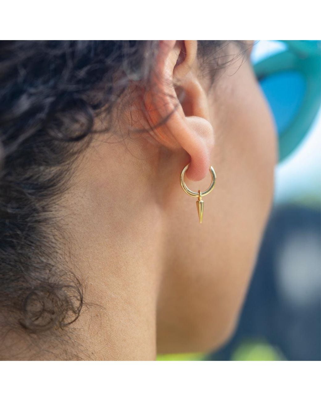 Kris Nations Metallic Spike Hoop Earrings Vermeil