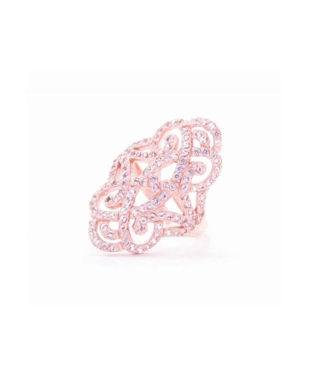 Seven Saints Pink Rose Infinite Love Pave Adjustable Ring, Rose With Topaz