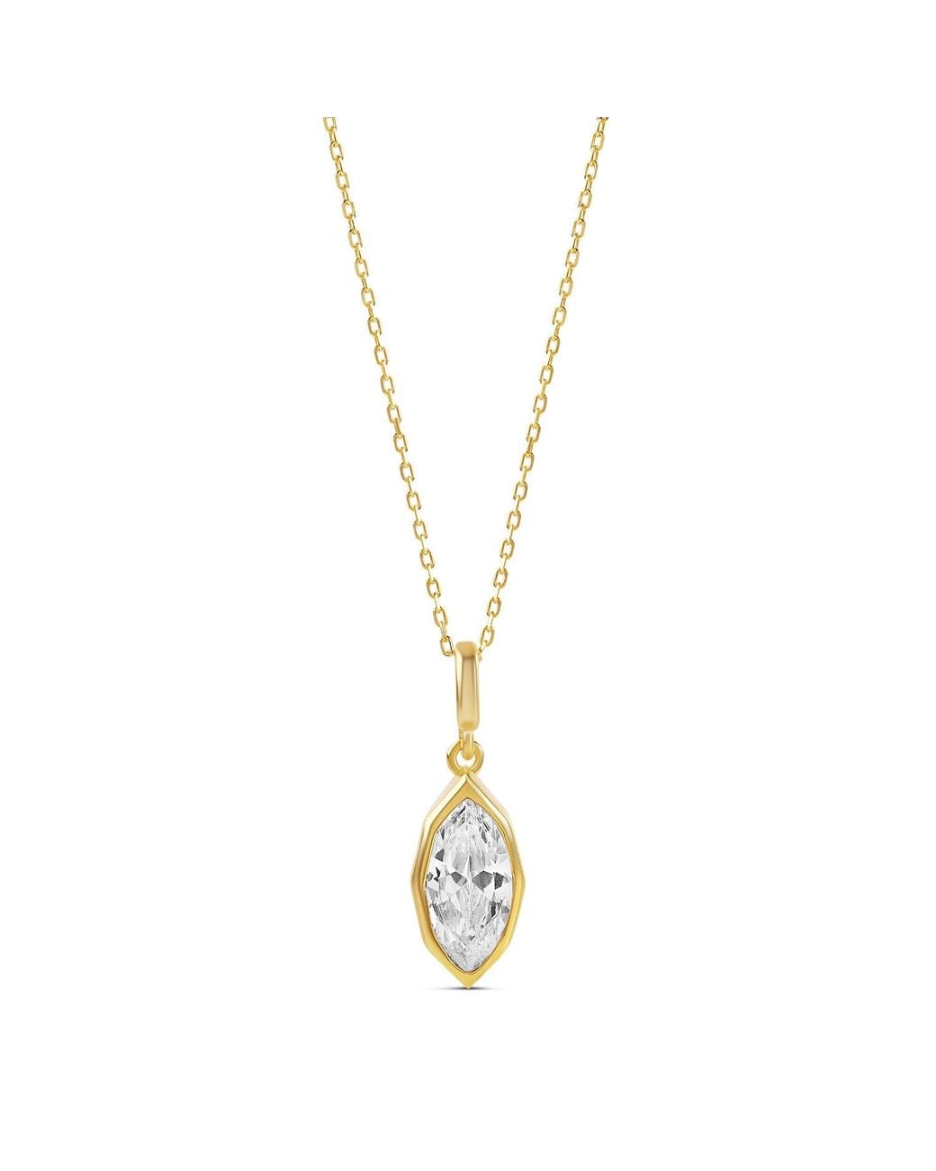 SHYMI Metallic Victorian Style Marquise Pendant Necklace