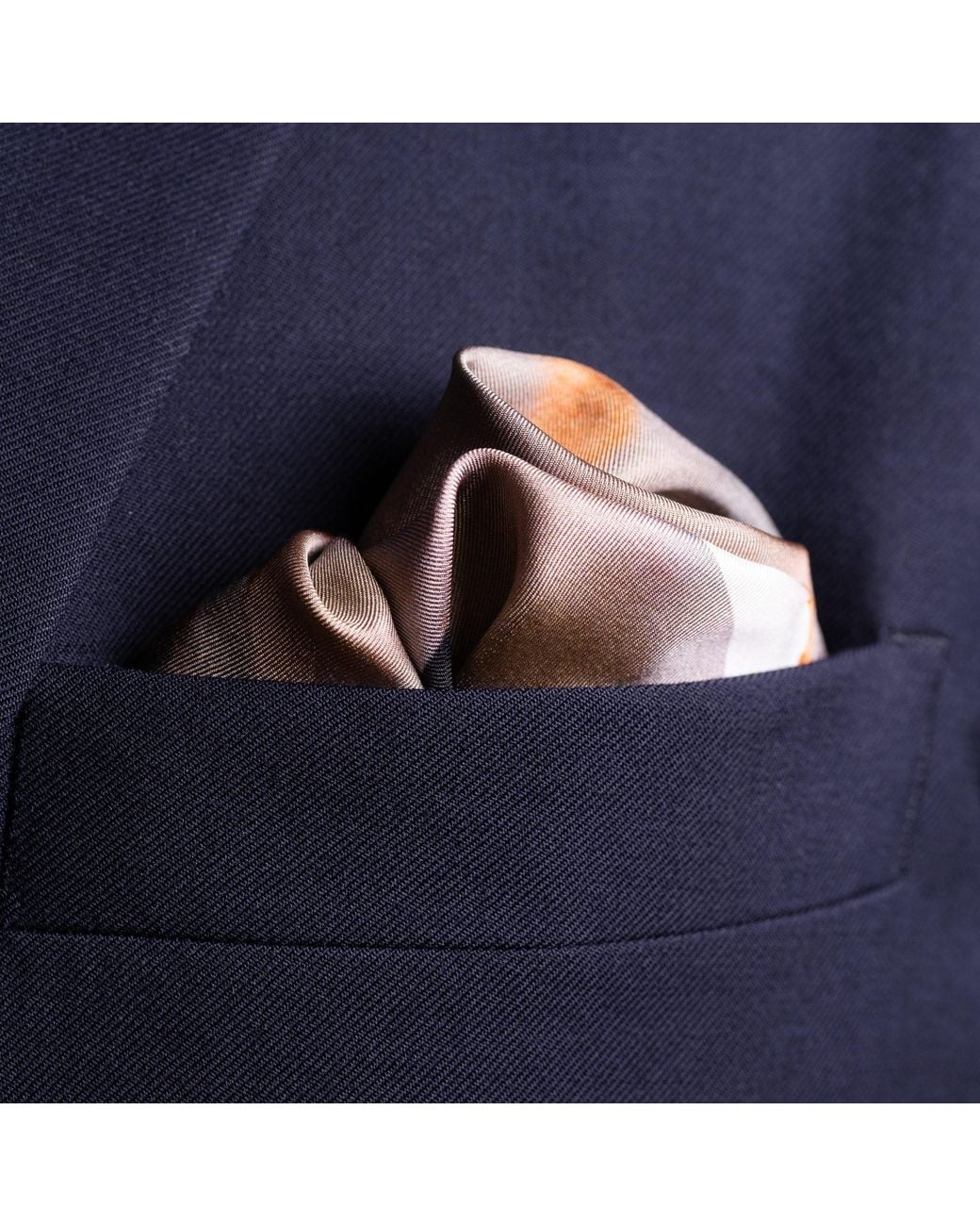 Otway & Orford Brown 'Six! Cricket Silk Pocket Square. Full-Size for men