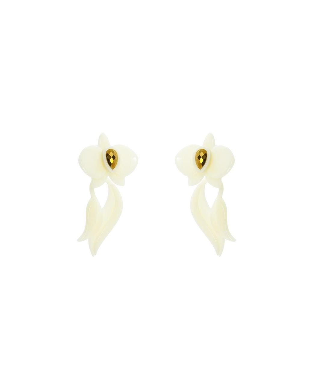 Gissa Bicalho Metallic Acrylic Handmade Earring Deco Orchid Cream