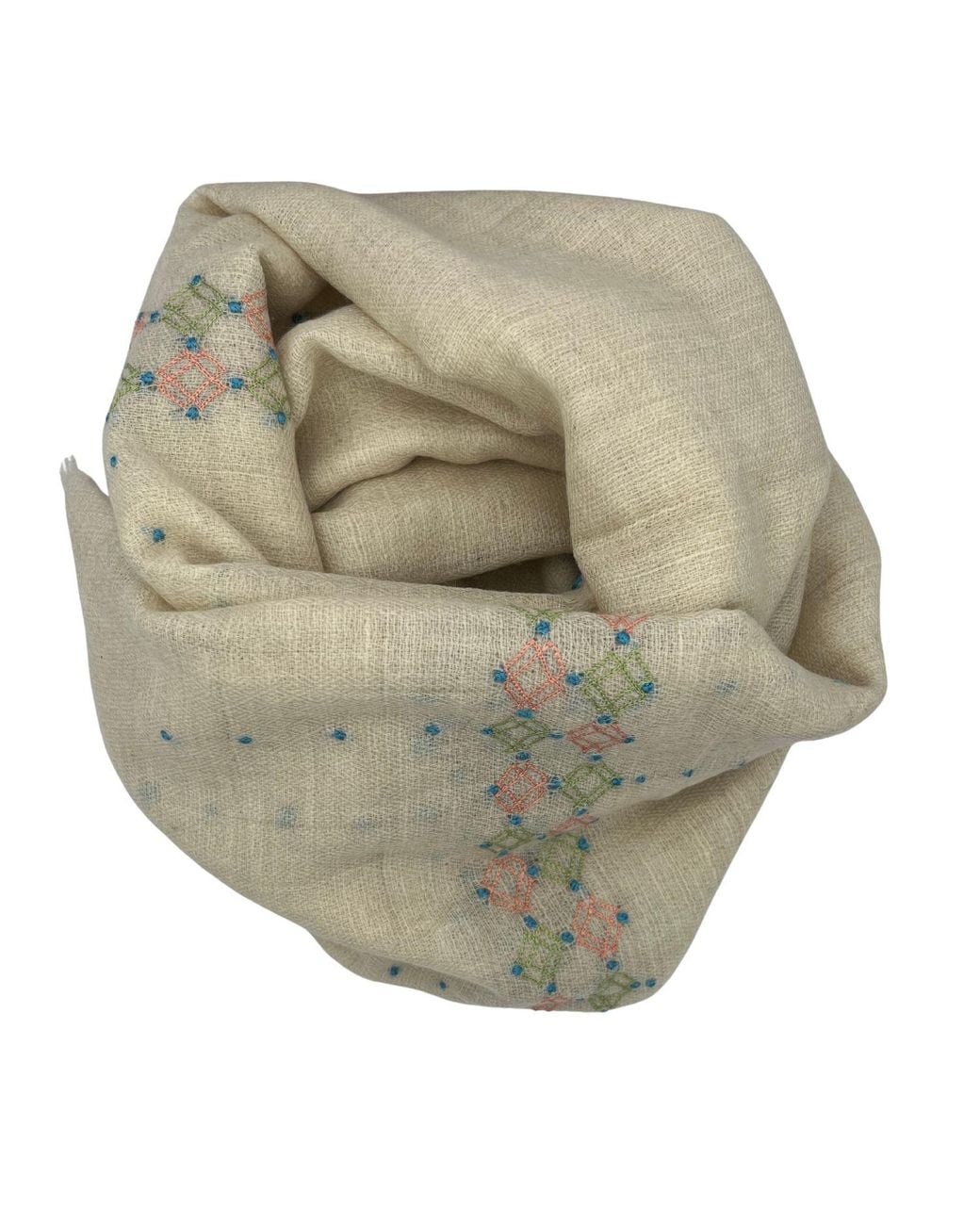 Heritagemoda Neutrals Natural Undyed Pashmina With Hand Embroidery