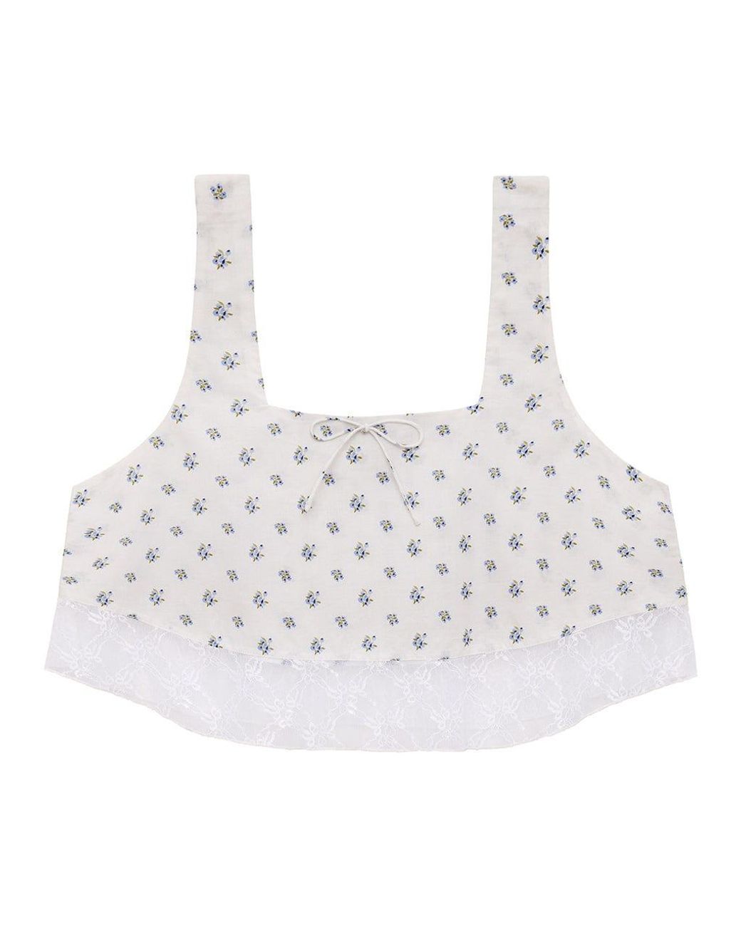 Montce White Heidi Floral Square Neck Crop Top