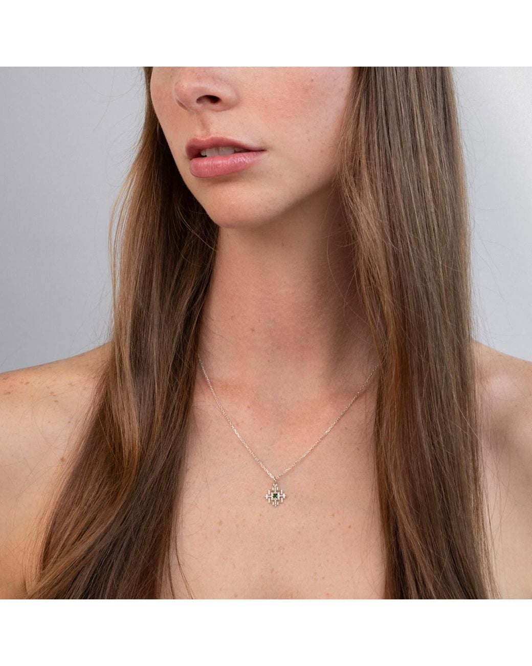 Zoe & Morgan Metallic Centred Necklace Chrome Diopside
