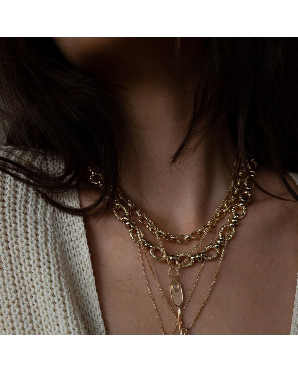 Leeada Jewelry Metallic Dolly Chain Necklace