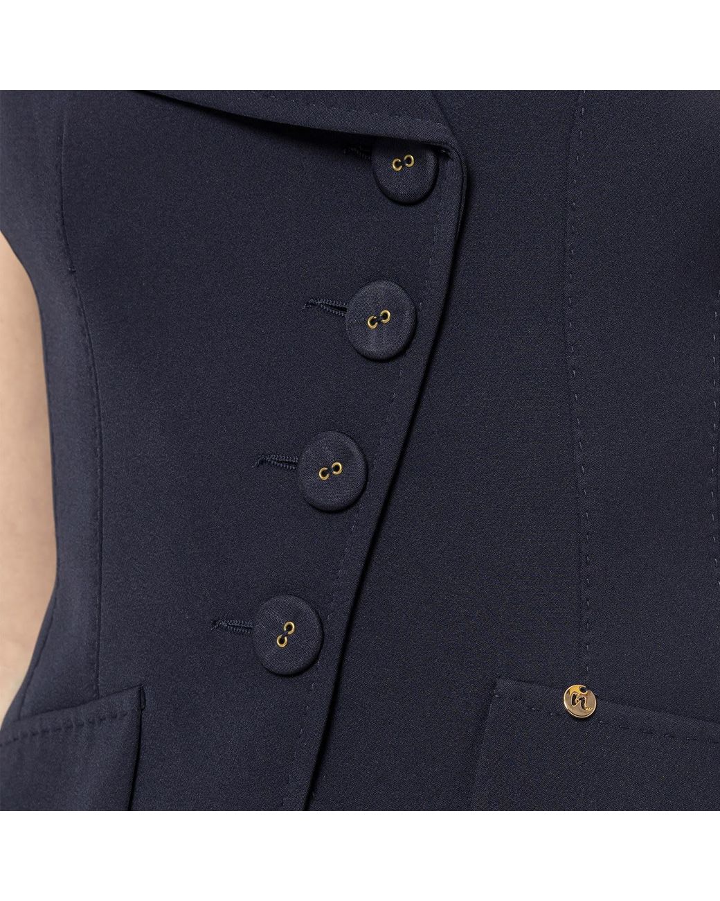 Nissa Blue Single-Breasted Tailored Vest