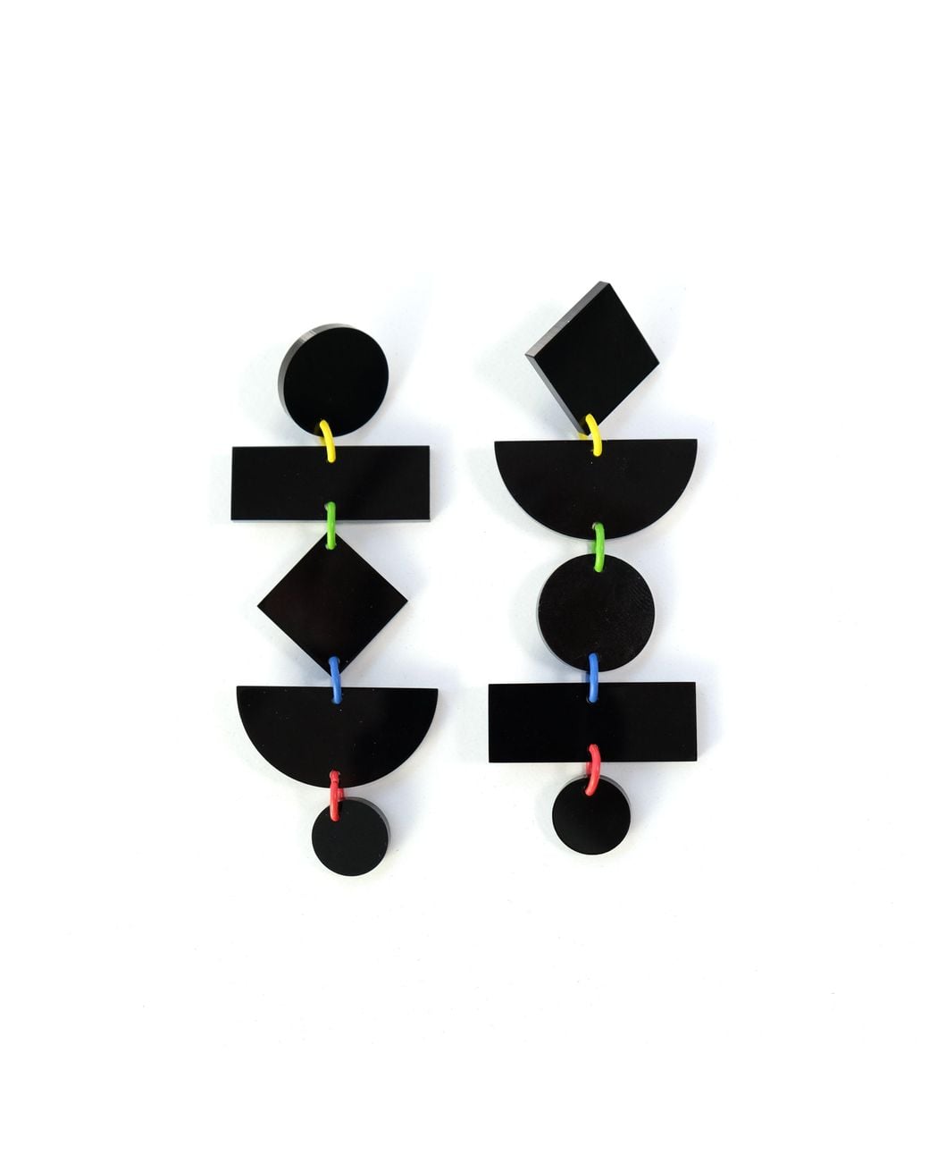 By Chavelli Black Geometric Dangly Statement Earrings