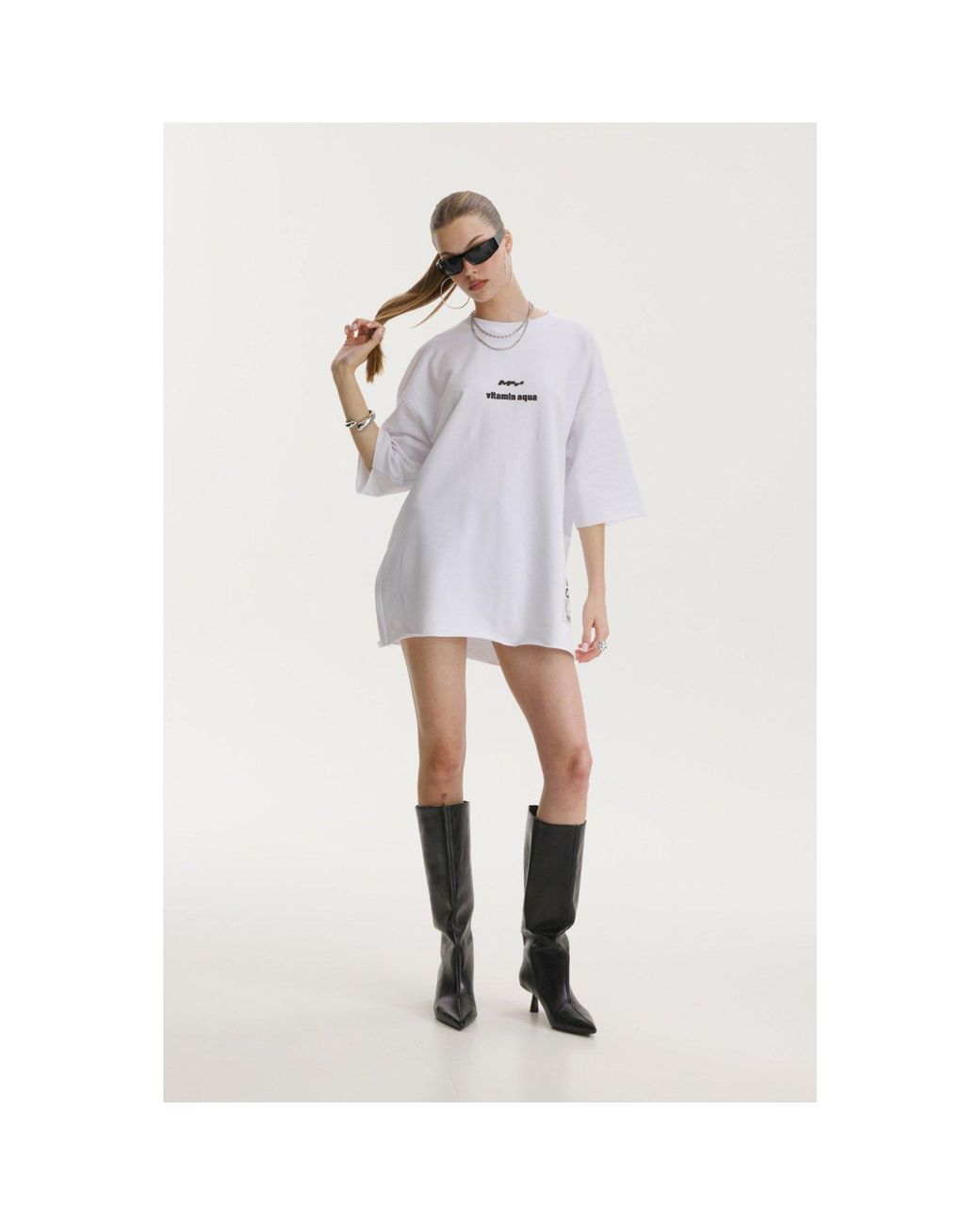 mysimplicated White Oversized T-Shirt With Vitamin Club Design W