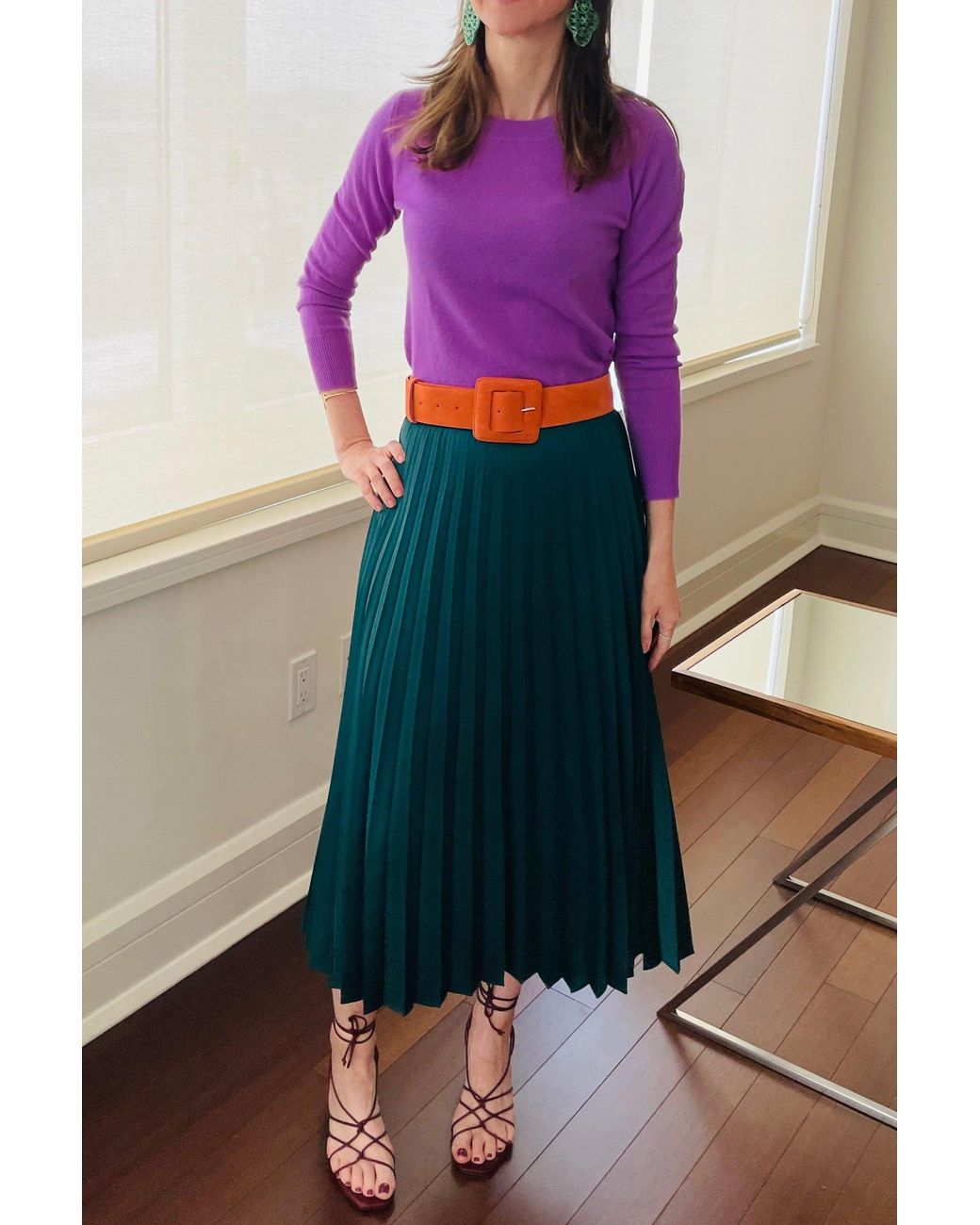 BeltBe Orange Suede Square Buckle Belt