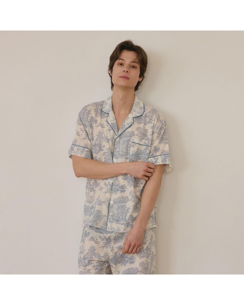 Luna Luz Gray Elise Rayon-Cotton Short Sleeve Pajama Set for men
