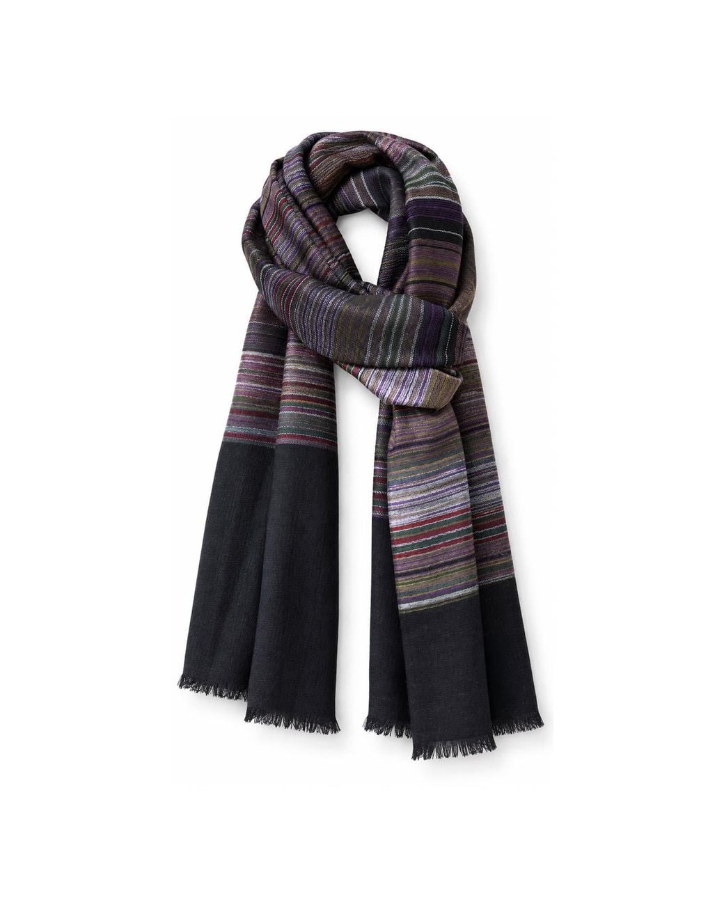 Stovaria Black Midnight Mosaic Cashmere Silk Handwoven Scarf