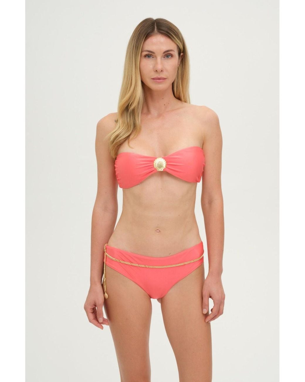 Adriana Pappas Designs Red Riviera Bottoms With Chain Coral Quartz