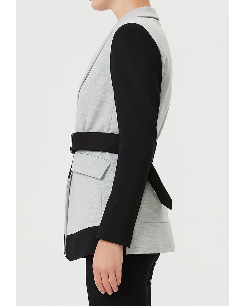 Smart and Joy Black A Two-Tone And Blazer With A Belt