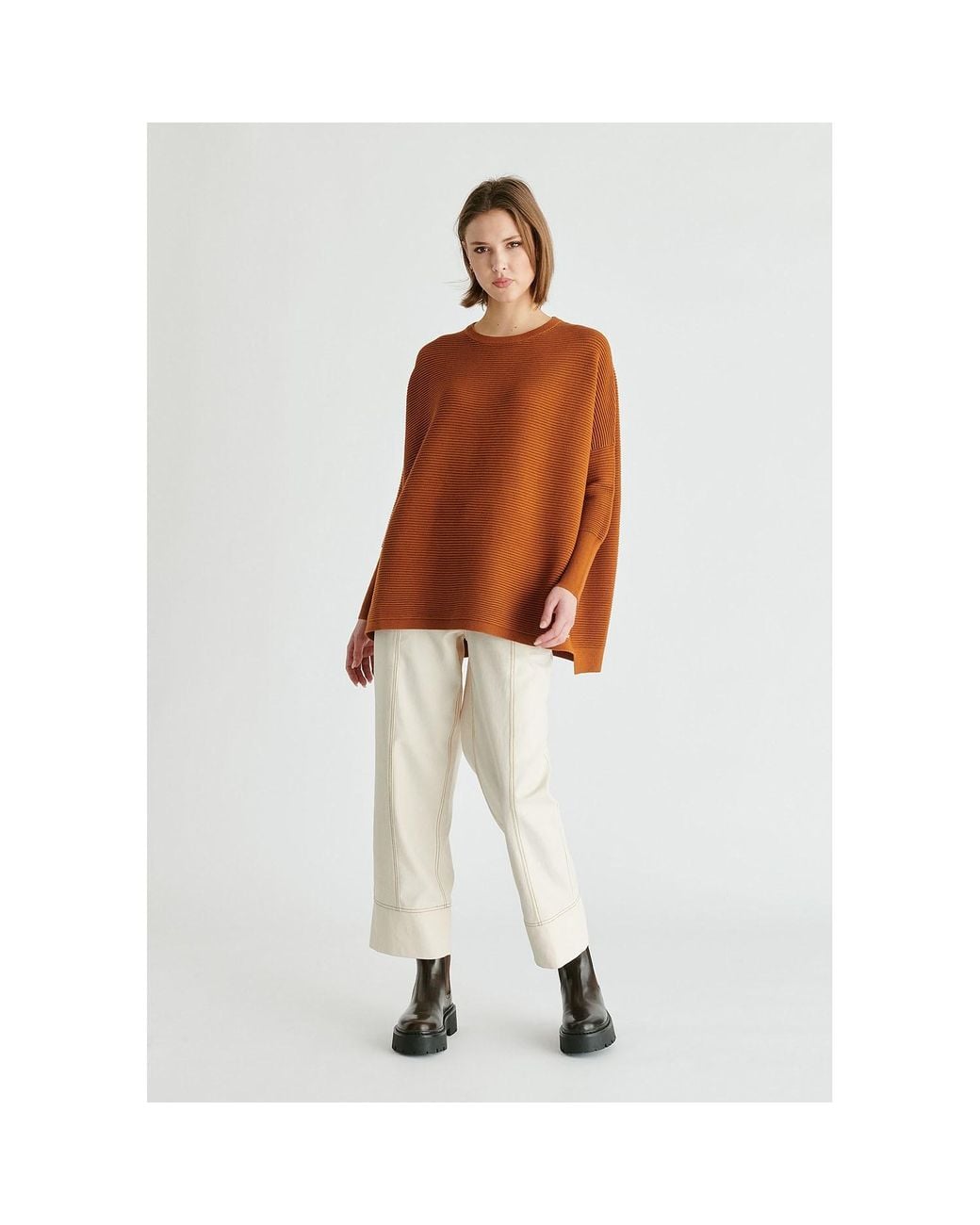 Paisie Brown Ribbed Jumper
