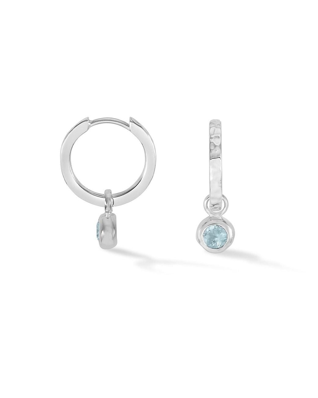 Dower & Hall White Aquamarine Hammered Huggie Hoops