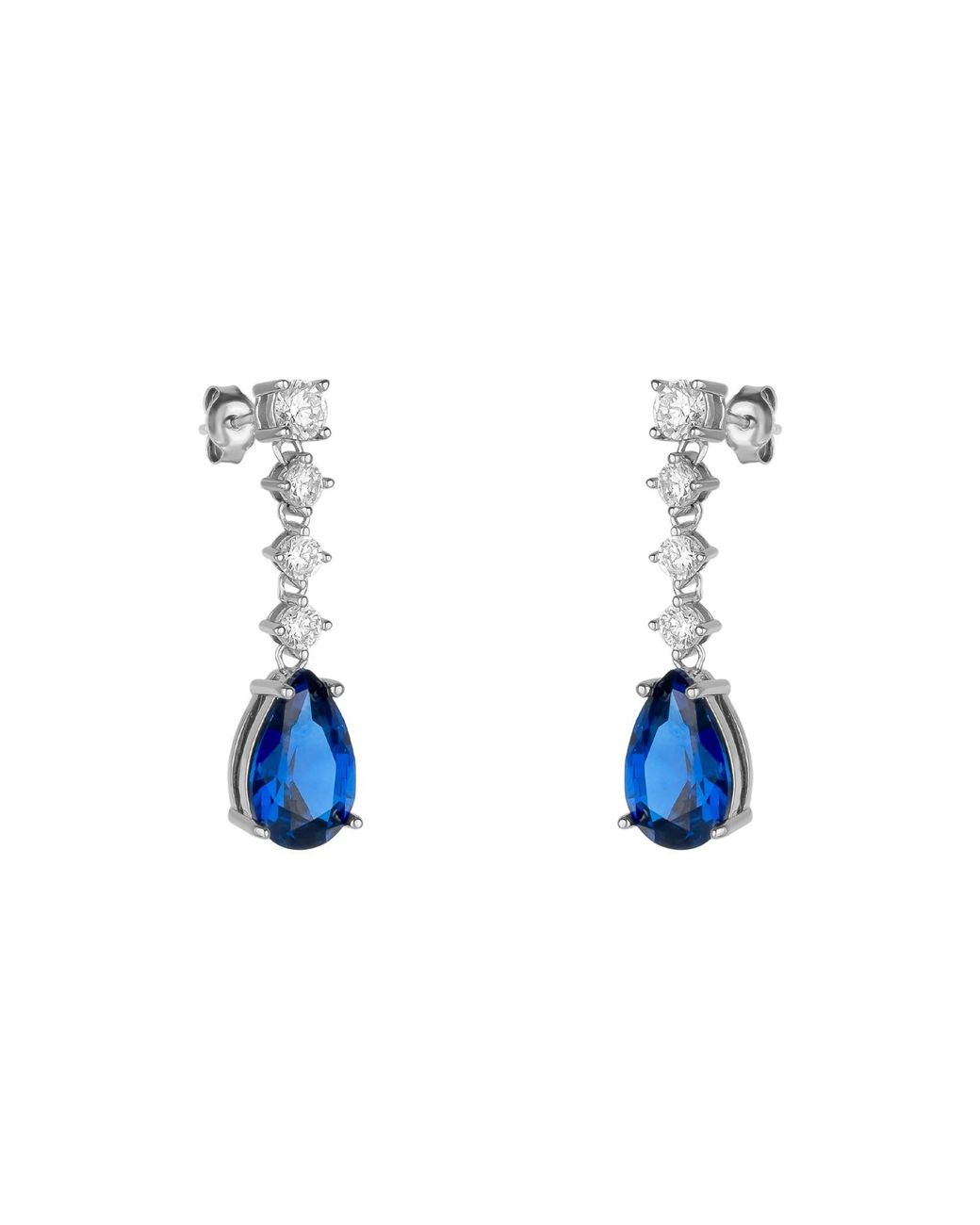 Spero London Blue Pear London Sterling Drop Earrings