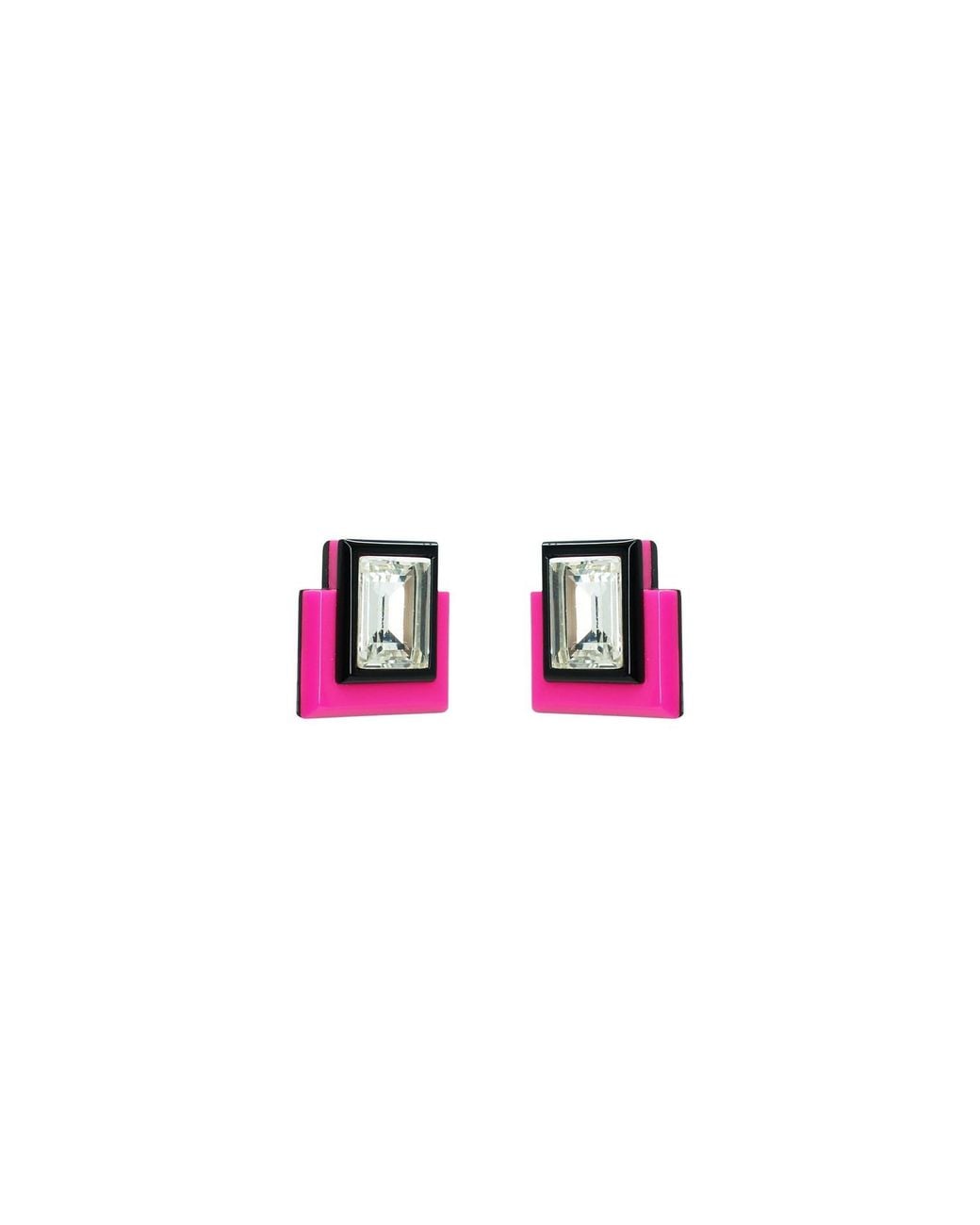 Gissa Bicalho Pink Handmade Acrylic Earring S Deco Rectangular Cut-Off Stone