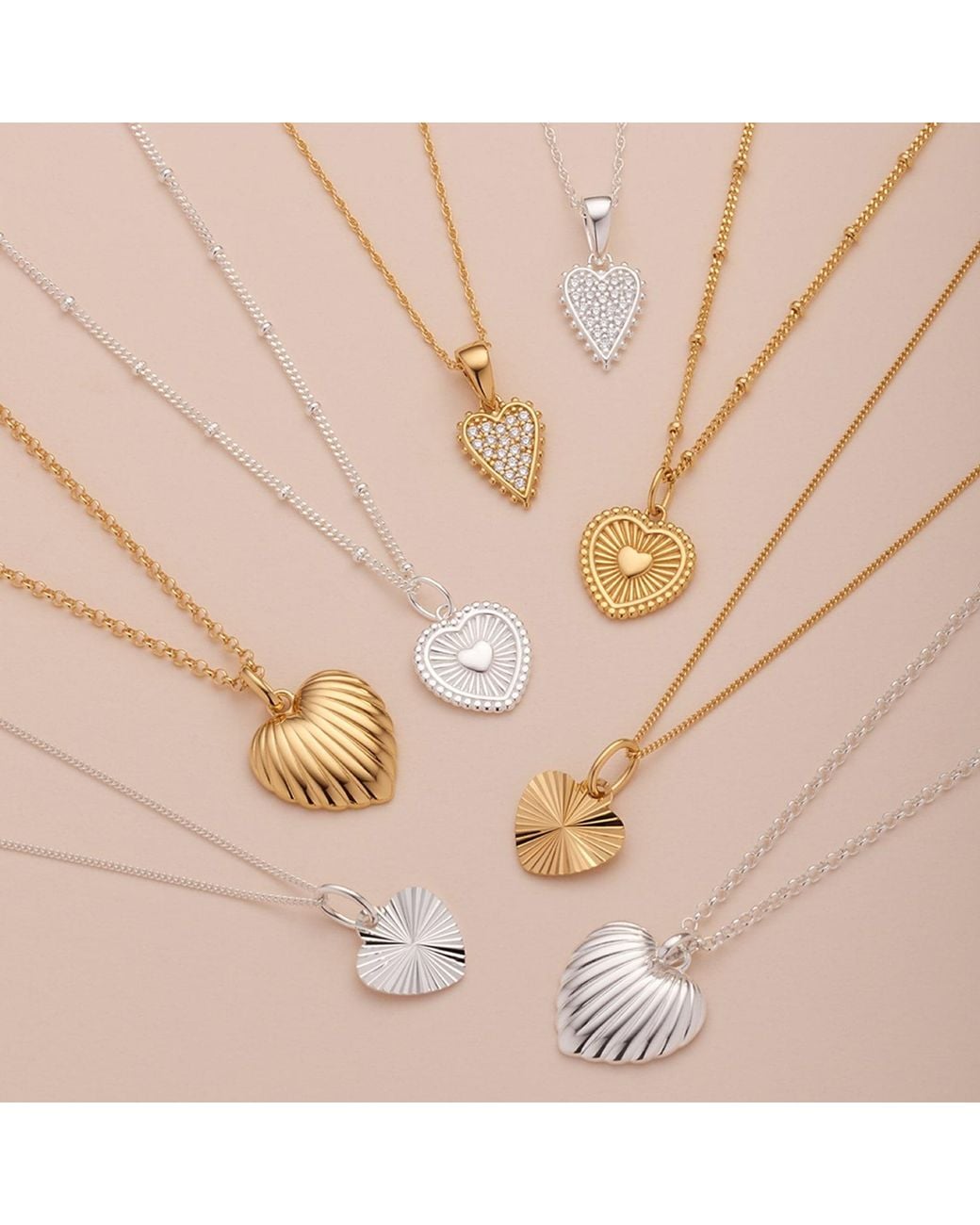 Nellou Jewellery Metallic Heart Flare Necklace Sterling