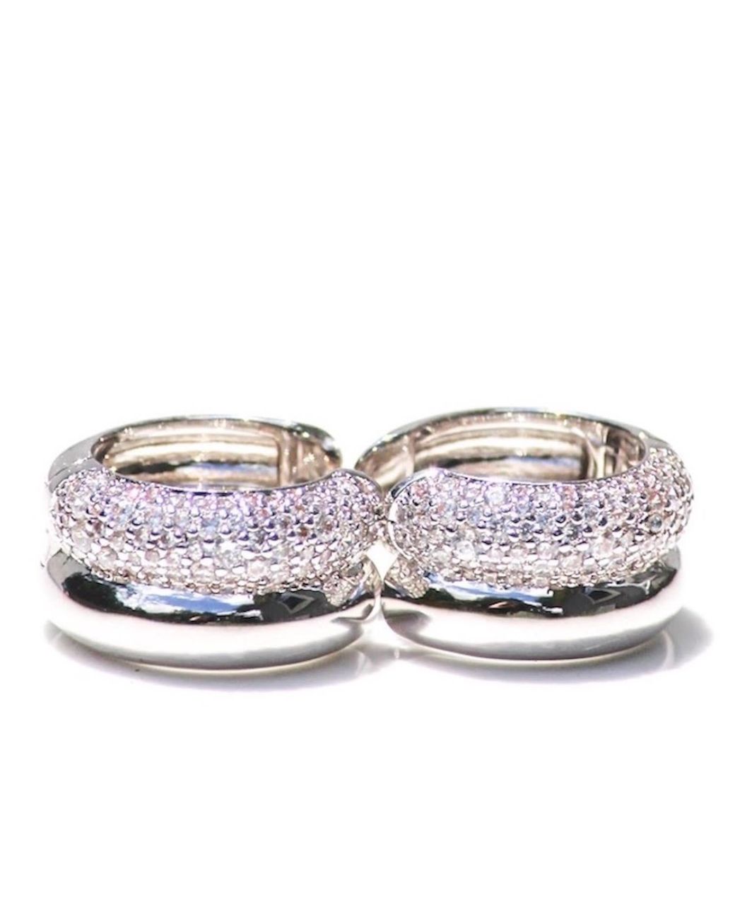 Native Gem White Double Donut Huggies- Sterling