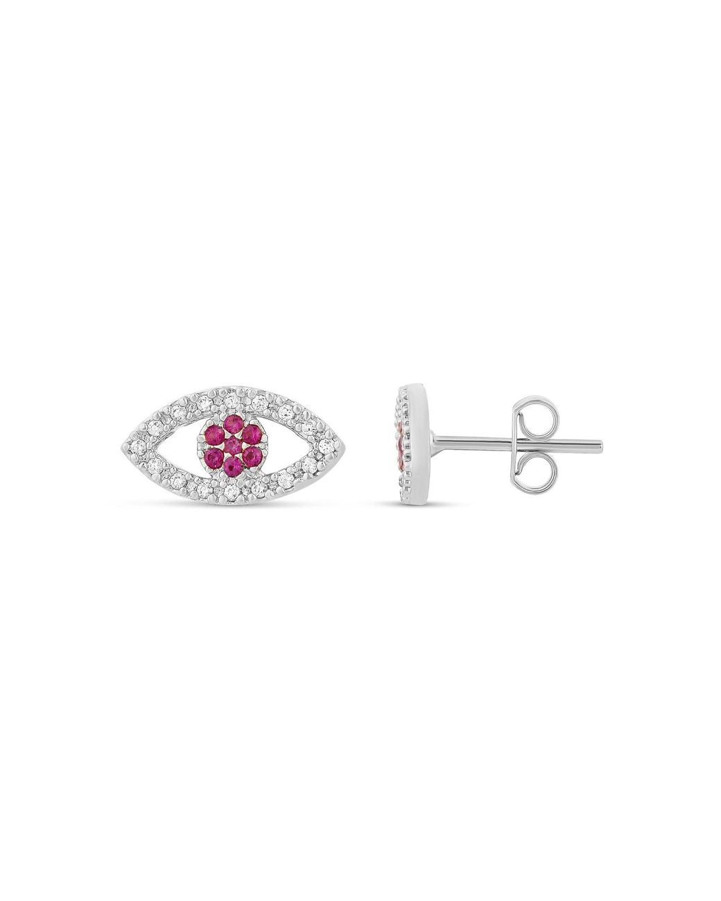 SHYMI Pink Pave Evil Eye Studs