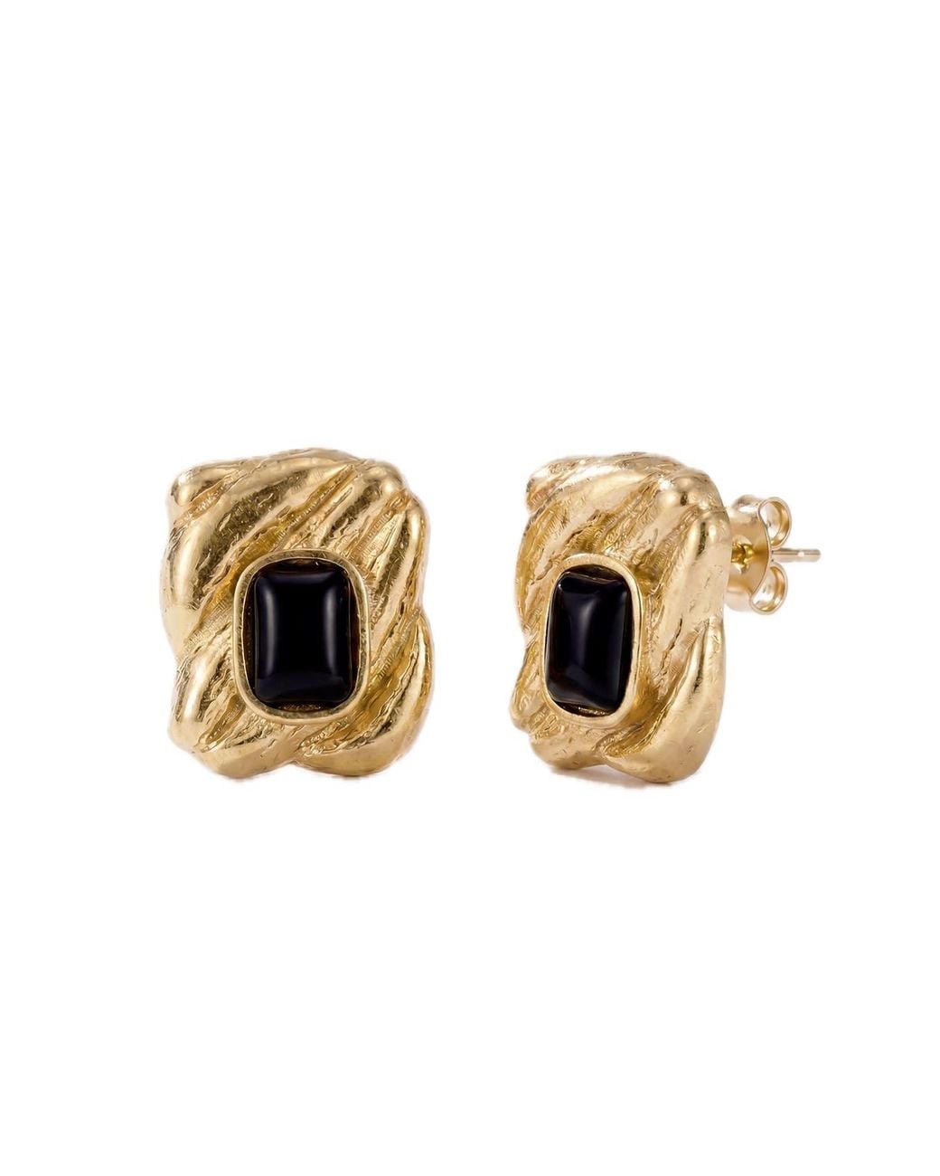 Elk & Bloom Metallic Chunky 14K Molten Wave Stud Earrings