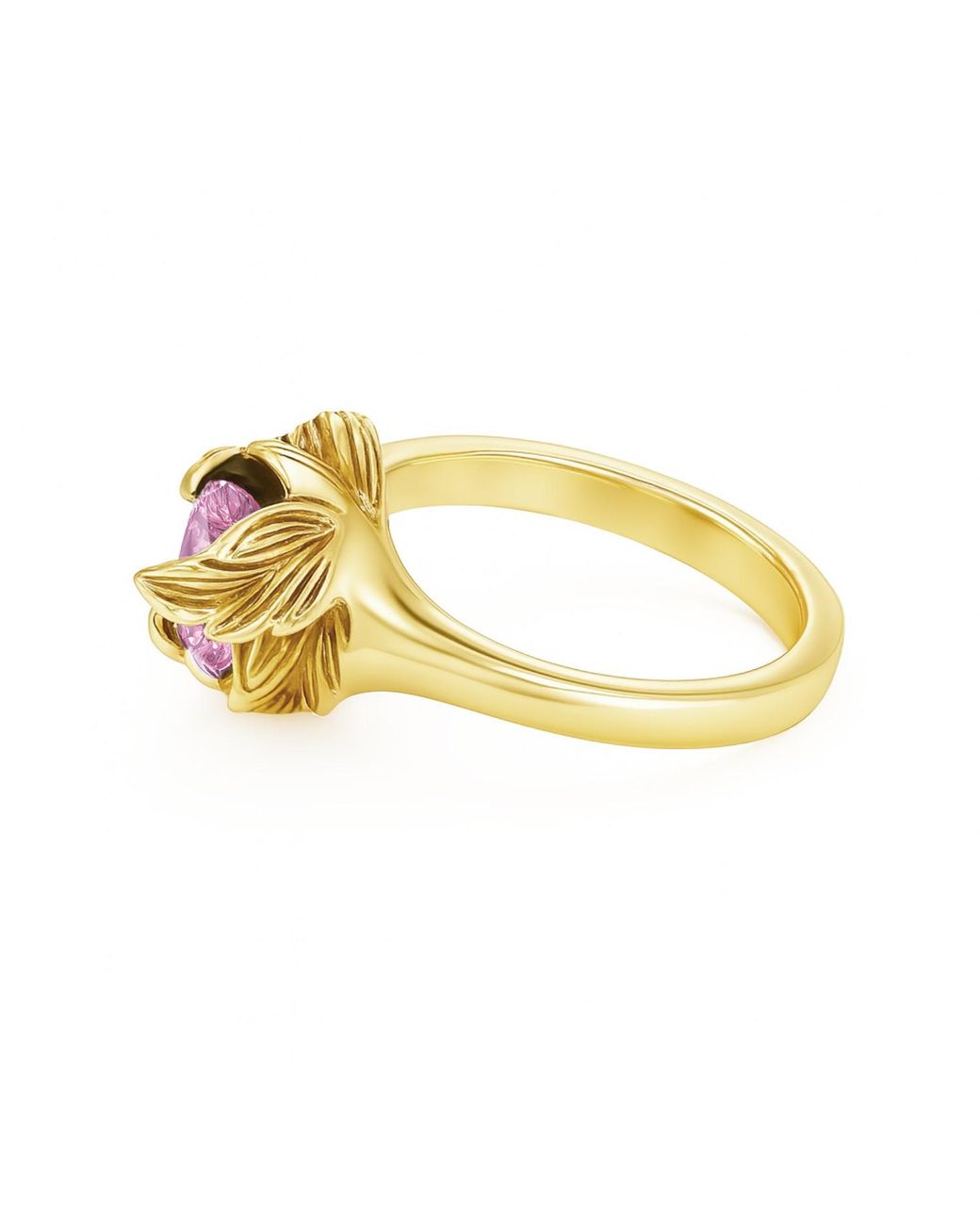Unaloe Metallic Sterling With Plated Ring With Zircon Coleus– Handmade Jewelry For