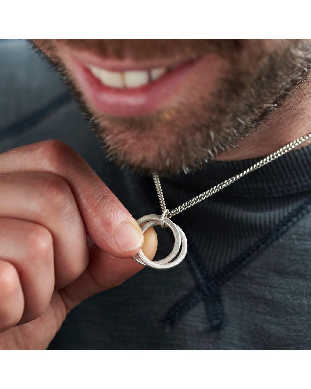 Posh Totty Designs Metallic Sterling Interlinking Ring Necklace for men