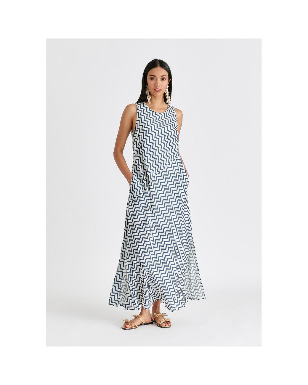 Paisie Blue A-Line Midaxi Dress
