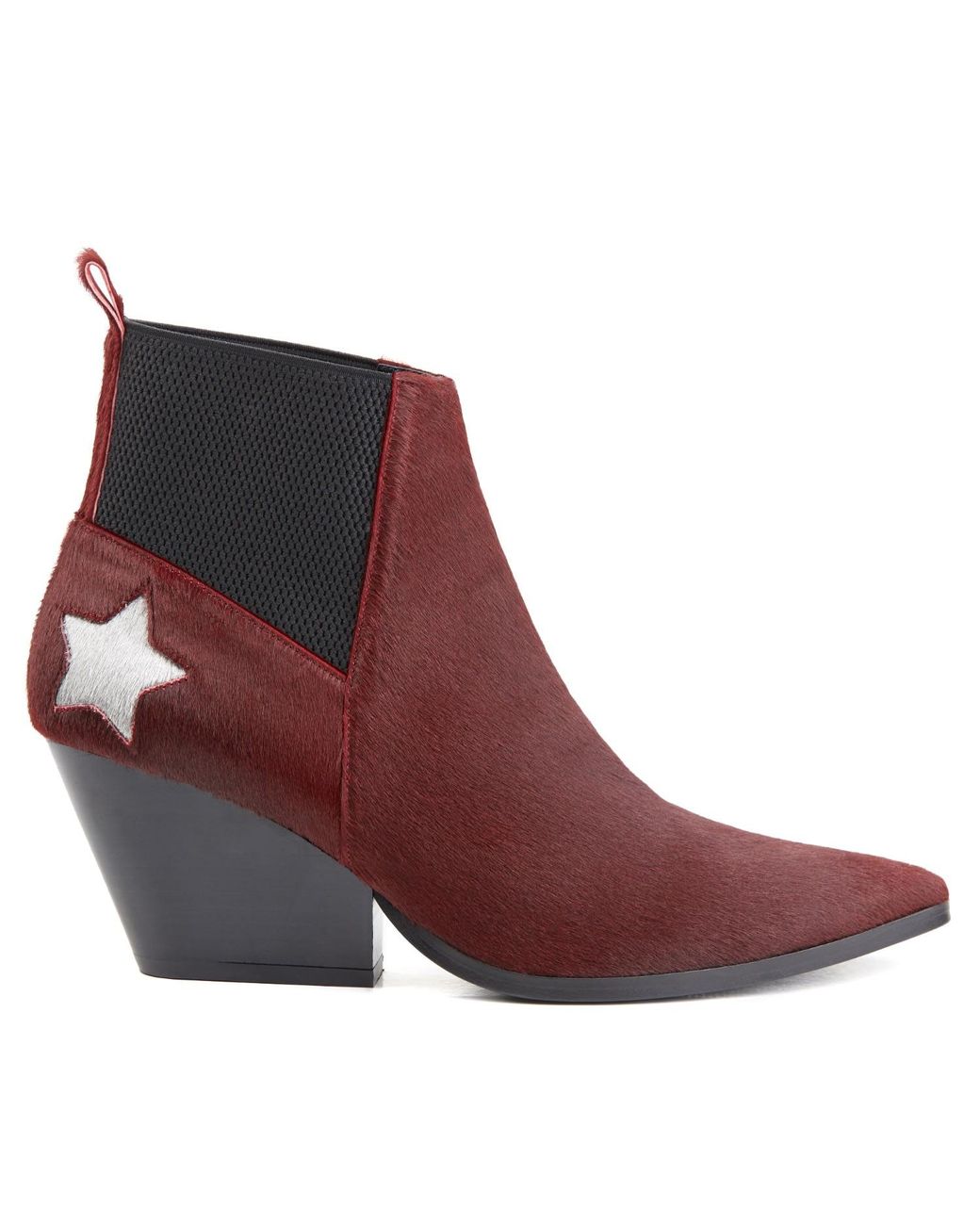 Rosamund Muir London Red Felixa Burgundy Calf Hair With Star Ankle Boots