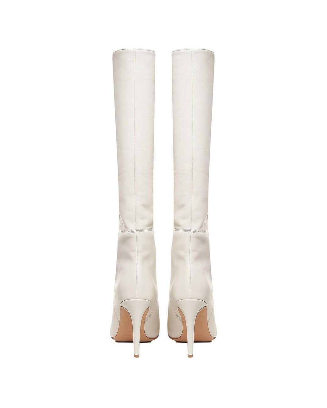 Ginissima White Milla Boots Natural Leather, Under Knee