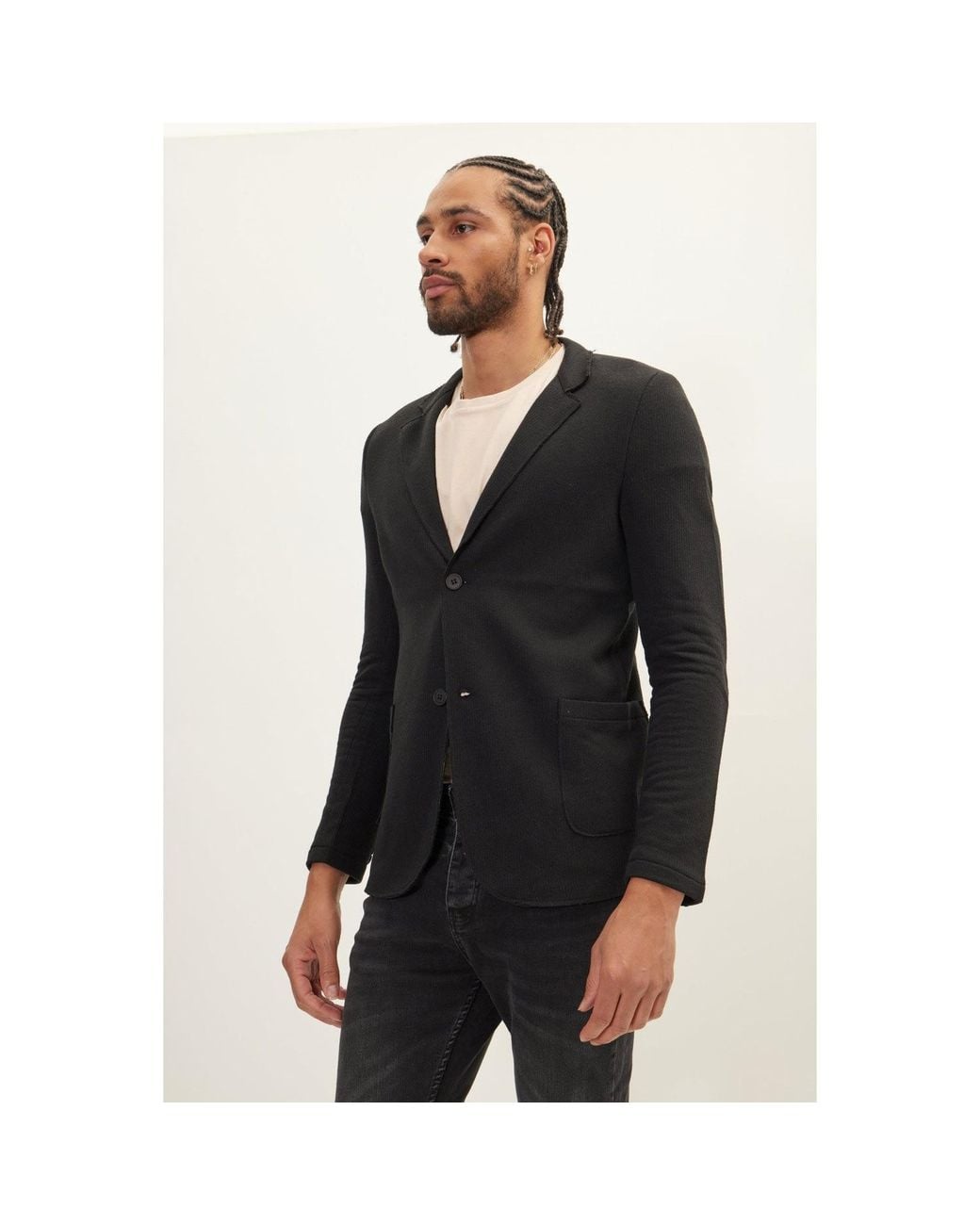 Ron Tomson Black Cotton Blend Knit Cardigan for men
