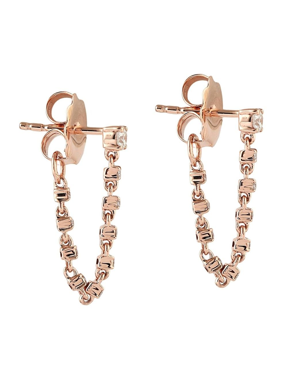Artisan Metallic Natural Diamond Stud Earrings 14k Diamond