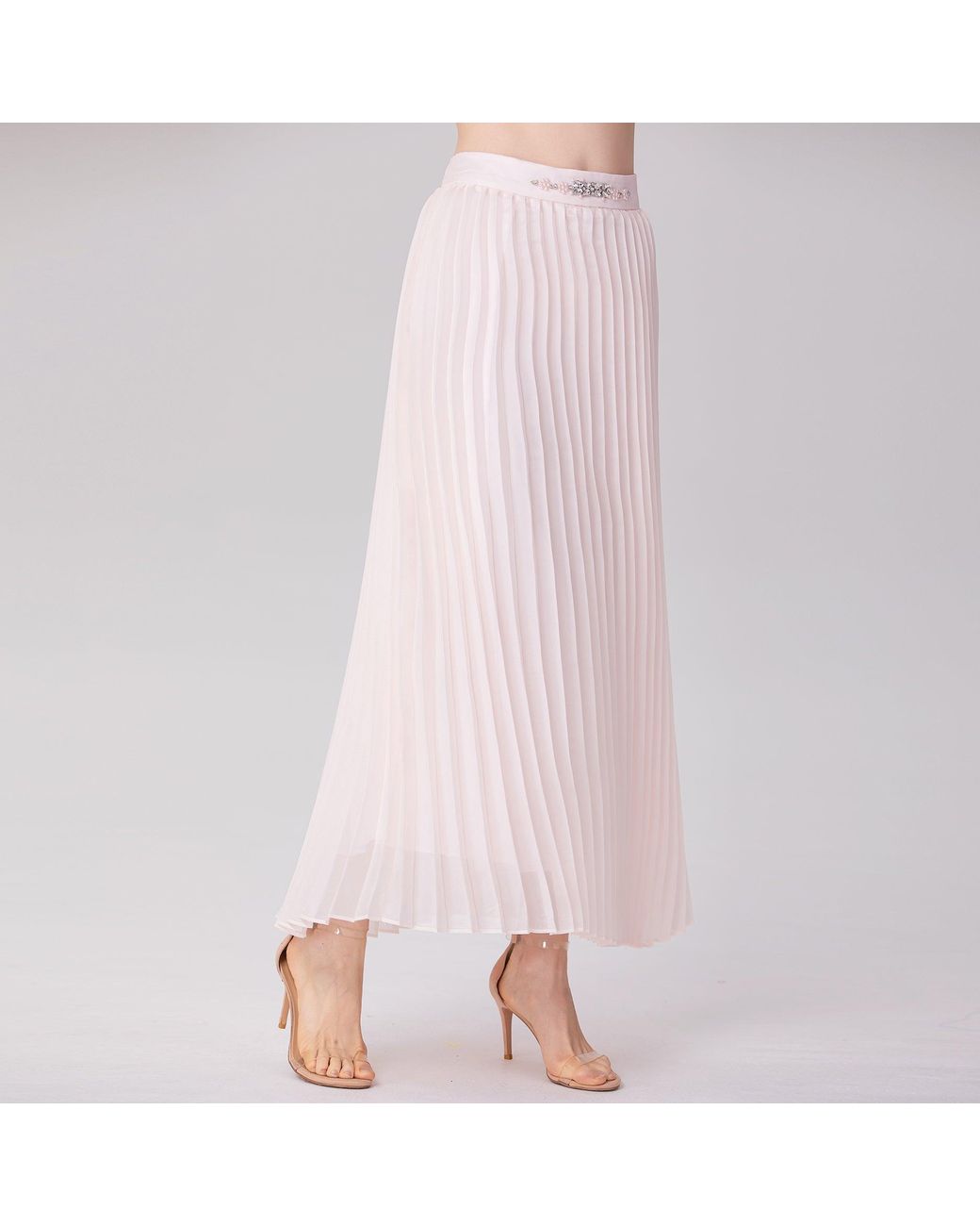 Smart and Joy Pink Organza Pleats Midi Skirt