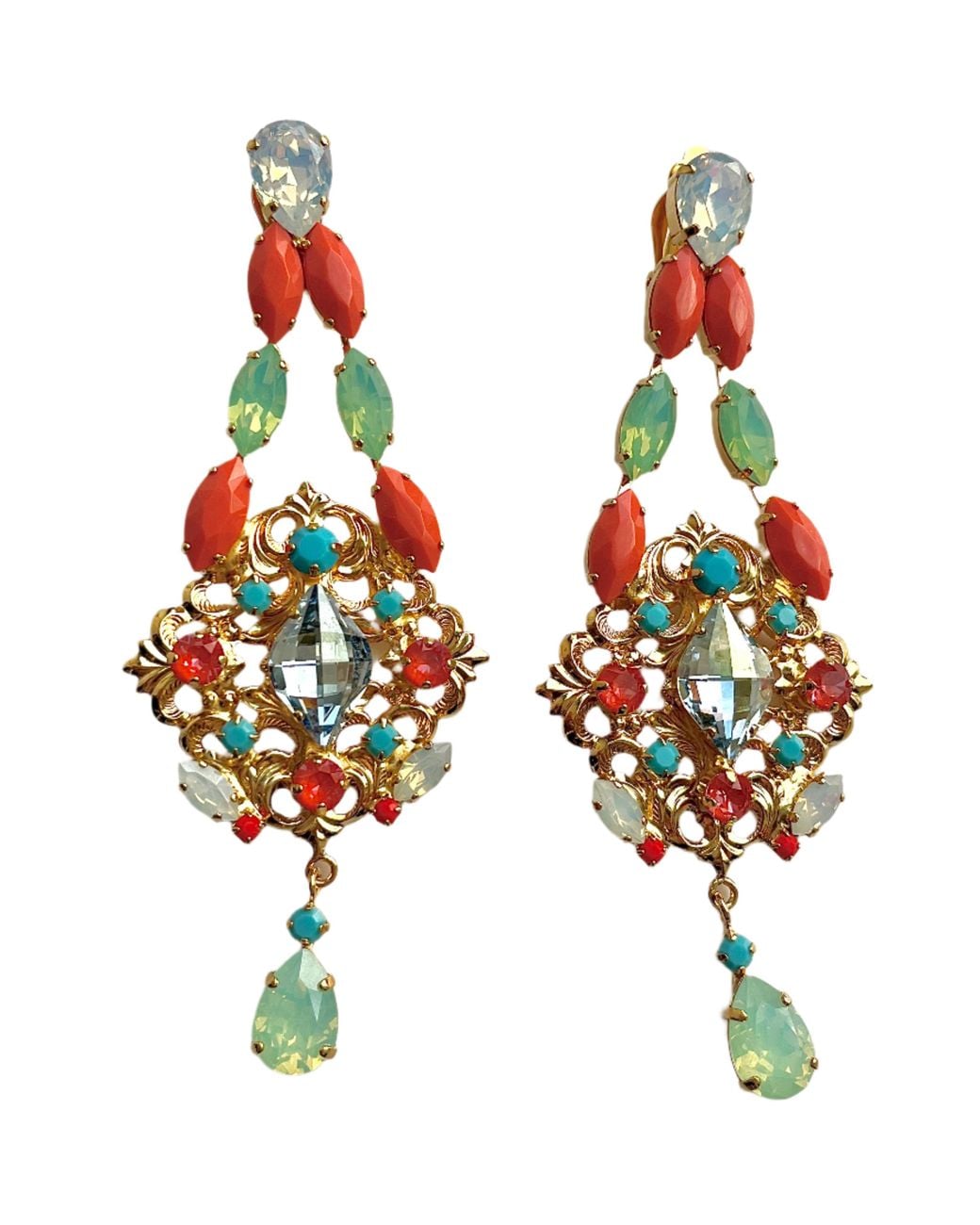 Laura Gray Multicolor Coral Chandelier Earrings