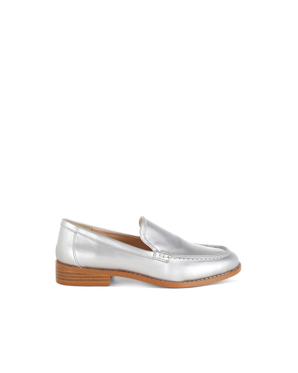 Rag & Co White Corleone Pleather Stacked Heel Loafers