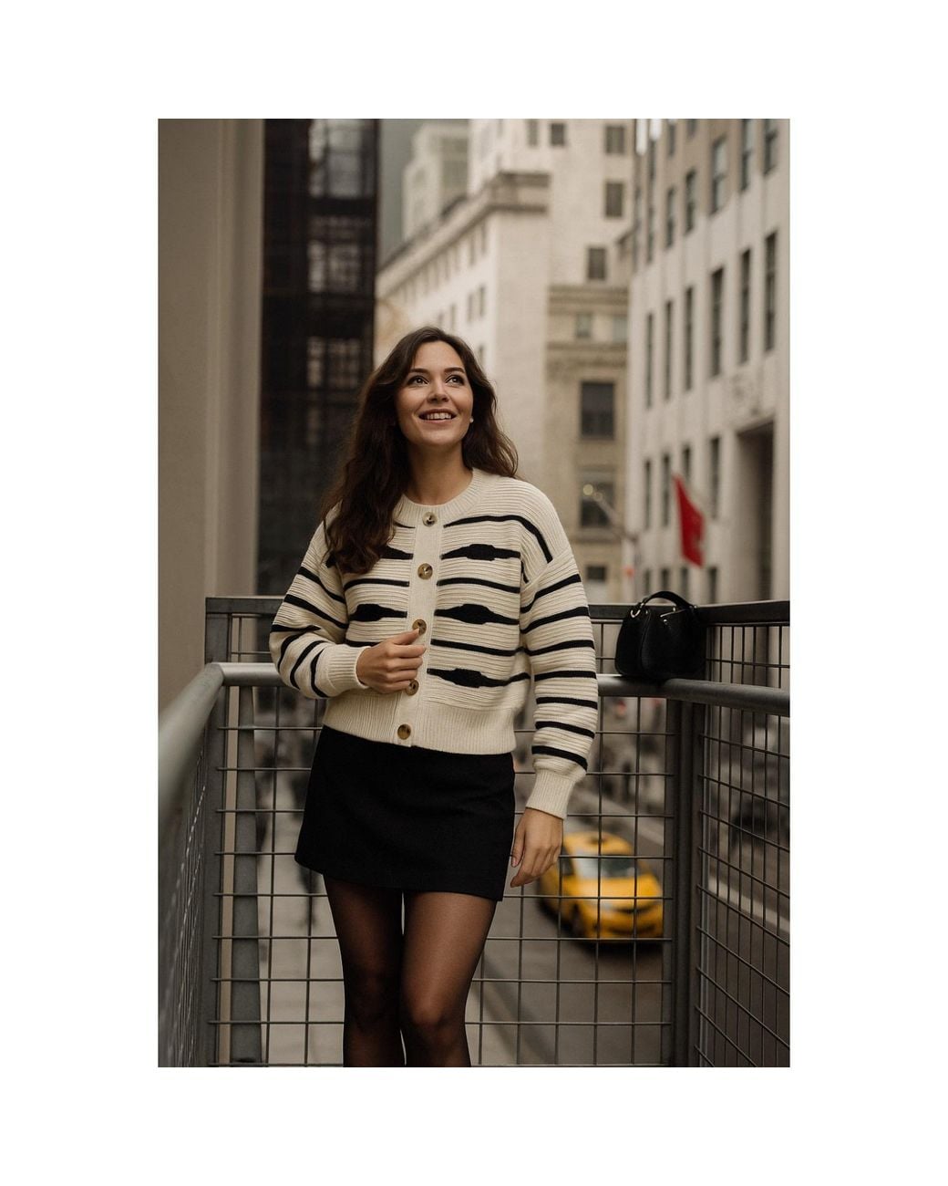 Saachi Metallic Zebra Buttoned Knit Cardigan