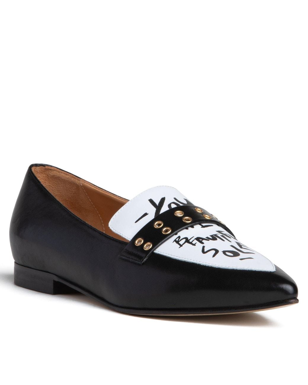Beautiisoles by Robyn Shreiber Made in Italy Black Cecily & Leather Loafer Comfortable Work & Evening Wear