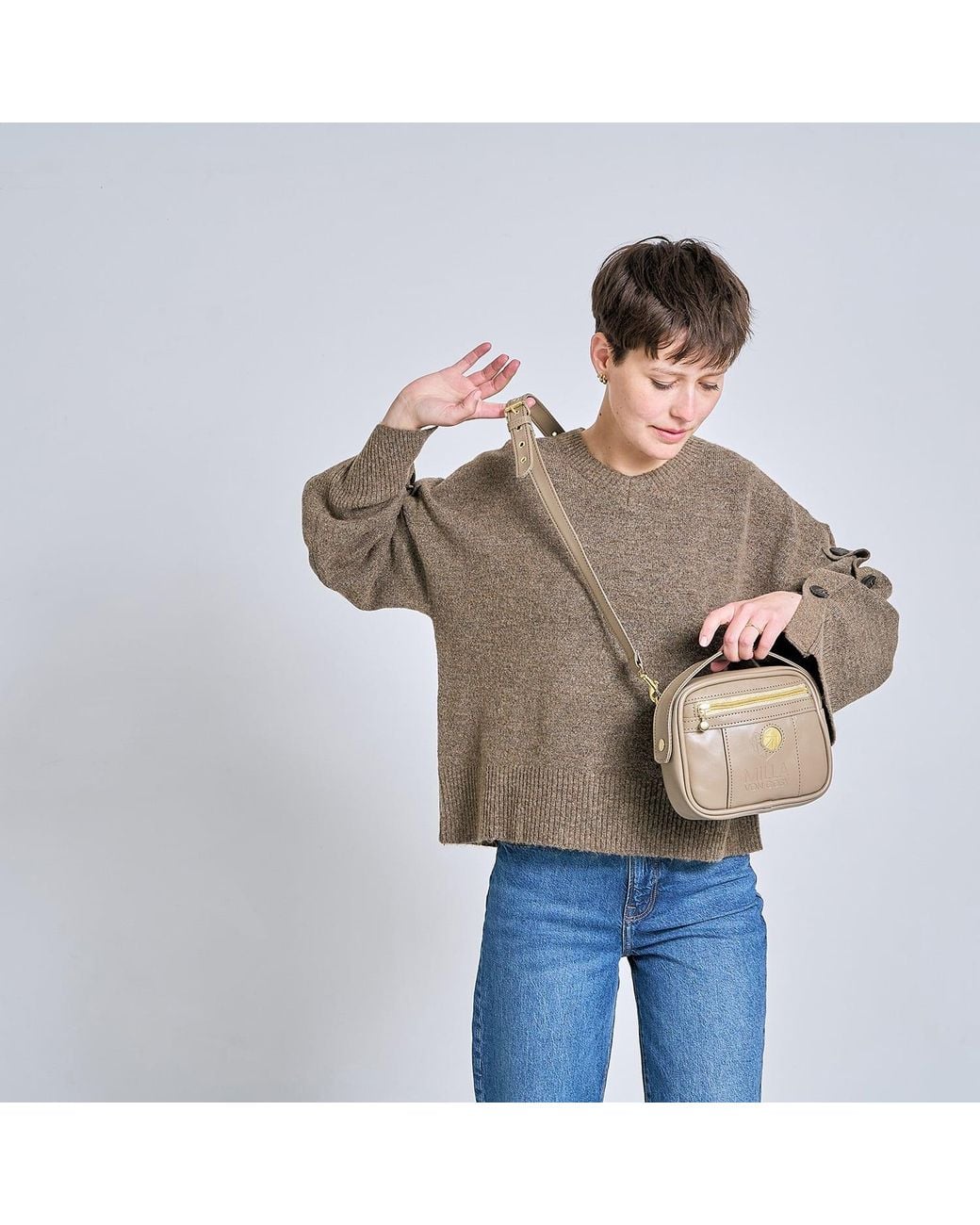 Milla Von Cosy Metallic Crossbody Bag Vibe Latte Macciato