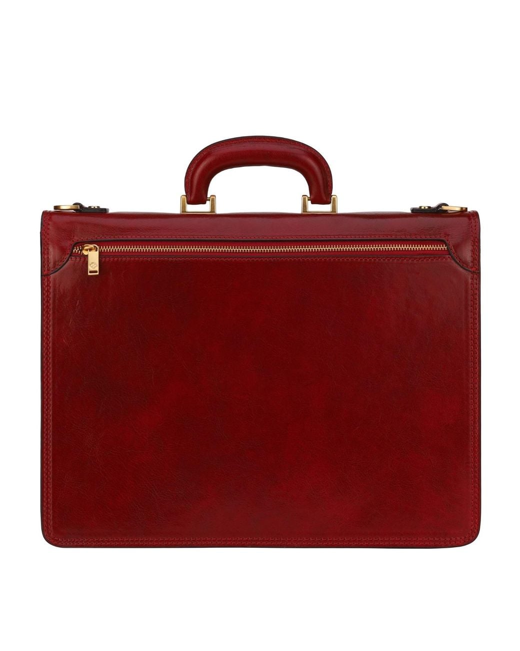 Time Resistance Red Leather Briefcase