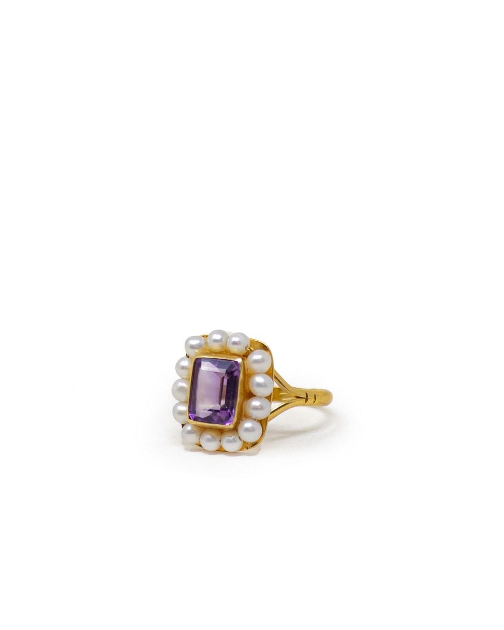 Vintouch Italy Metallic Luccichio Amethyst And Pearl Stacking Ring