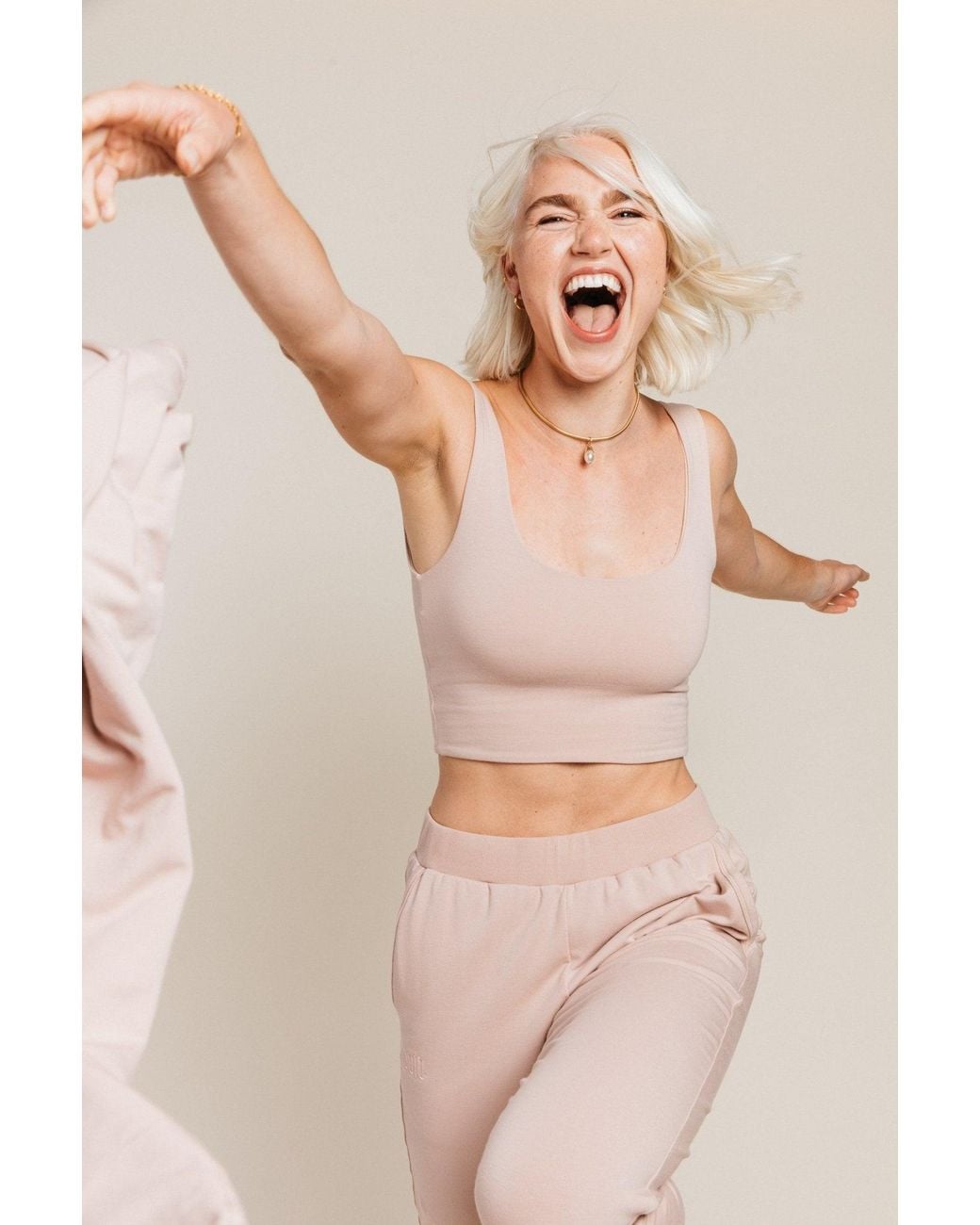 Ocio Leisurewear Pink Double Scoop Tank
